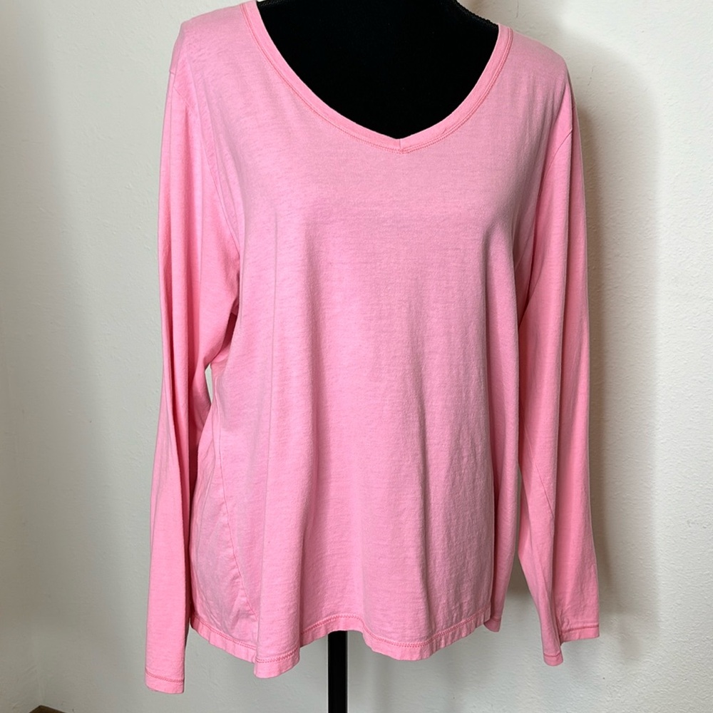 Hanes size 2X pink long sleeve tee shirt - Picture 1 of 10
